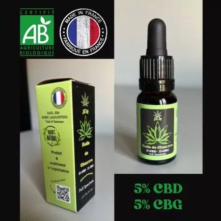 Huile de Chanvre - 5% CBD/5% CBG BIO-
