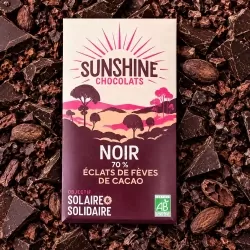 Noir éclats de fèves de cacao 70% 100g