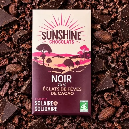Noir éclats de fèves de cacao 70% 100g-